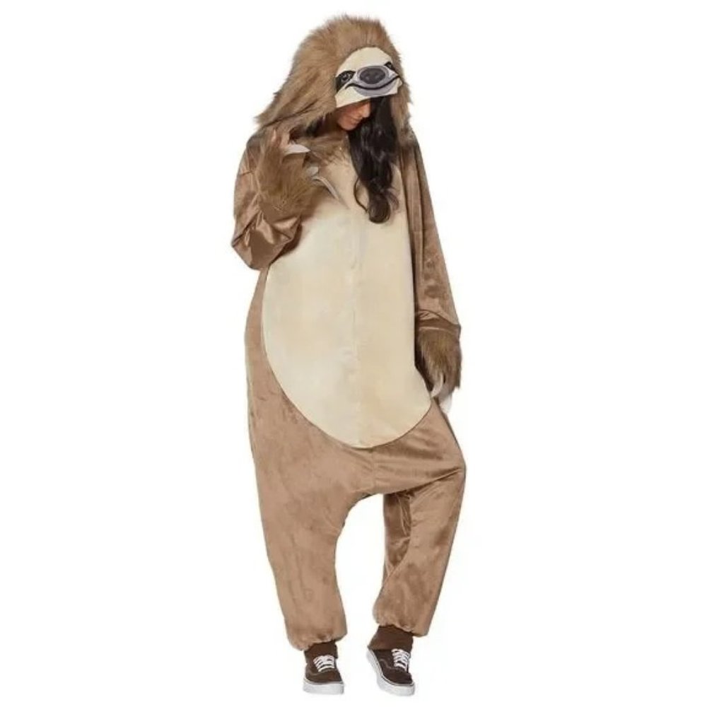 SPIRIT HALLOWEEN Adult Faux Fur Sloth Union Suit Costume  small medium